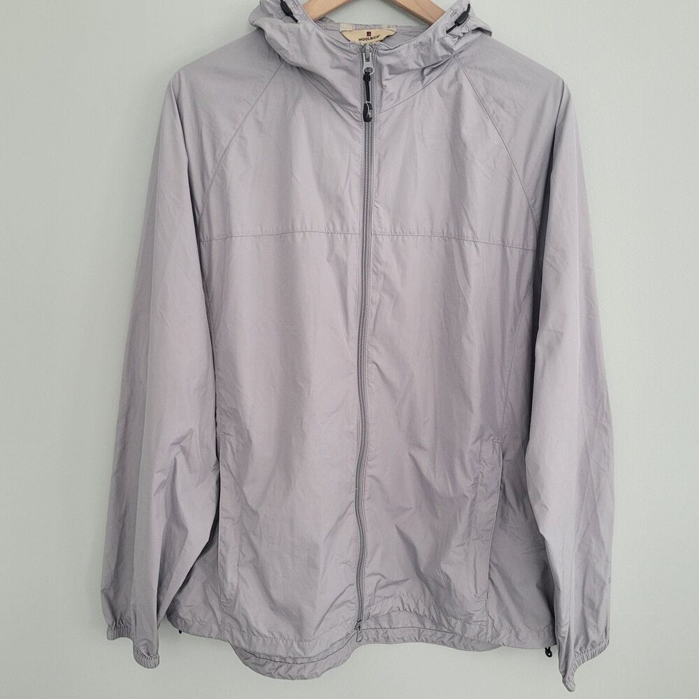 Woolrich Jacket Mens Large Packable Hiking Rain Lightweight Pull Over Nickel